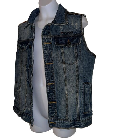 Tommy Hilfigher Jean Denim Vest Boys L 16 18 Patriotic Flag 4th of July Holiday - Picture 5 of 10